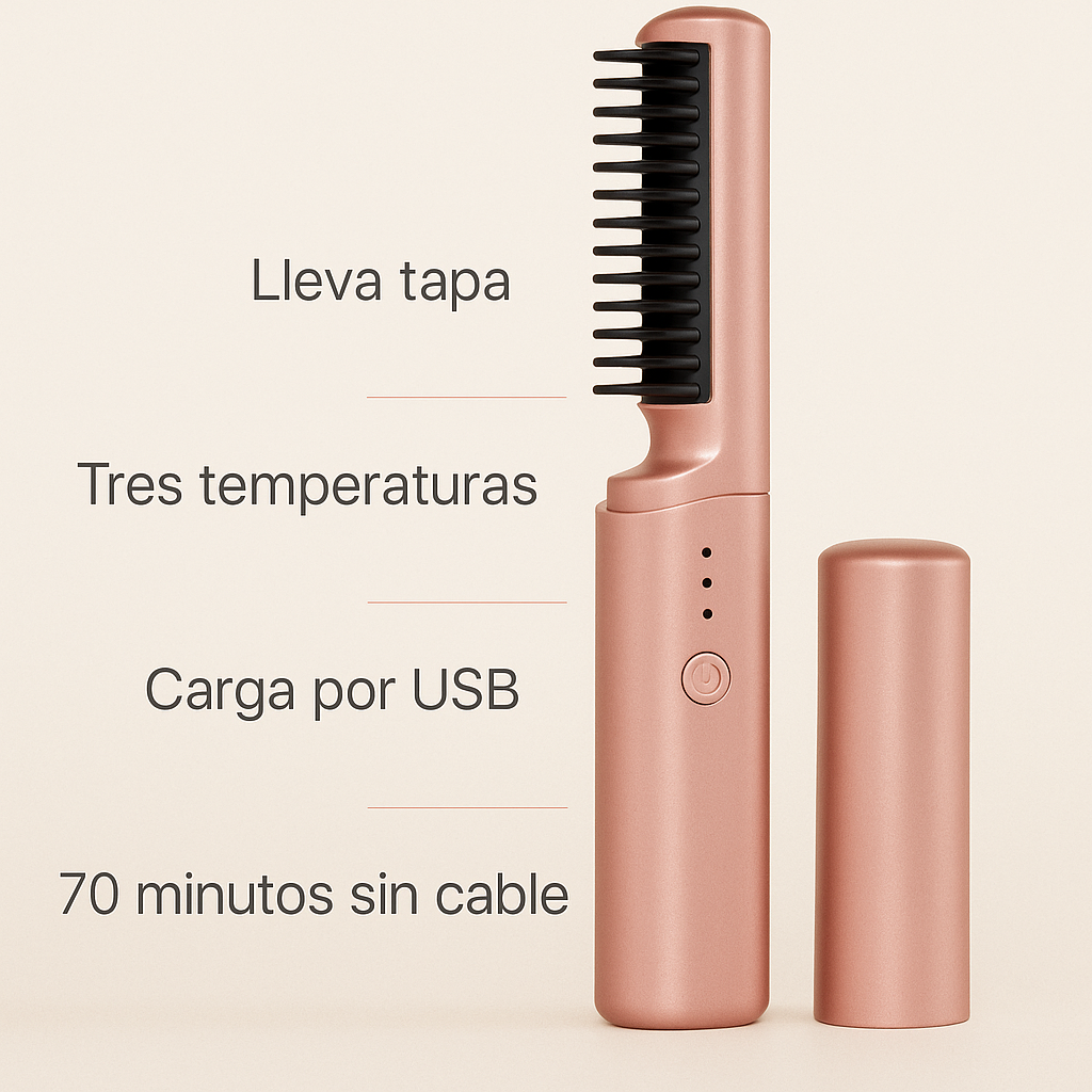 Detalles: lleva tapa, tres temperaturas, carga por USB y 70 minutos sin cable